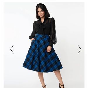 Unique Vintage blue plaid skirt size 1X/16